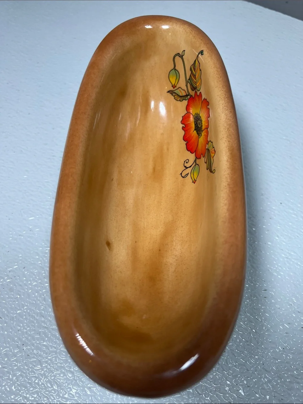 Vintage 70's Brown Glazed Pottery Footed Bathtub Soap Holder Bathroom Decor